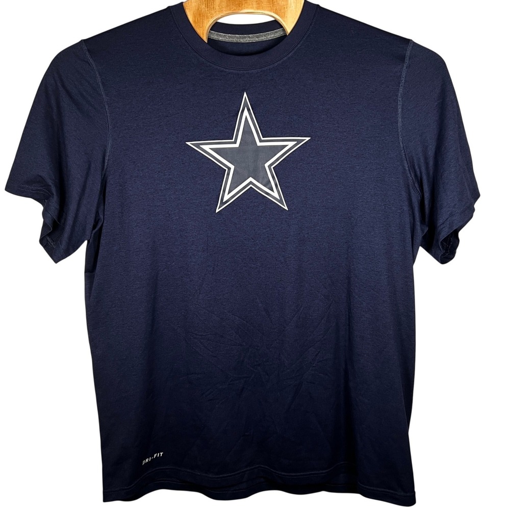 Nike Dallas Cowboys T-Shirt Mens XL Navy Blue Dri-FIT Star Logo NFL Tee - Picture 2 of 7
